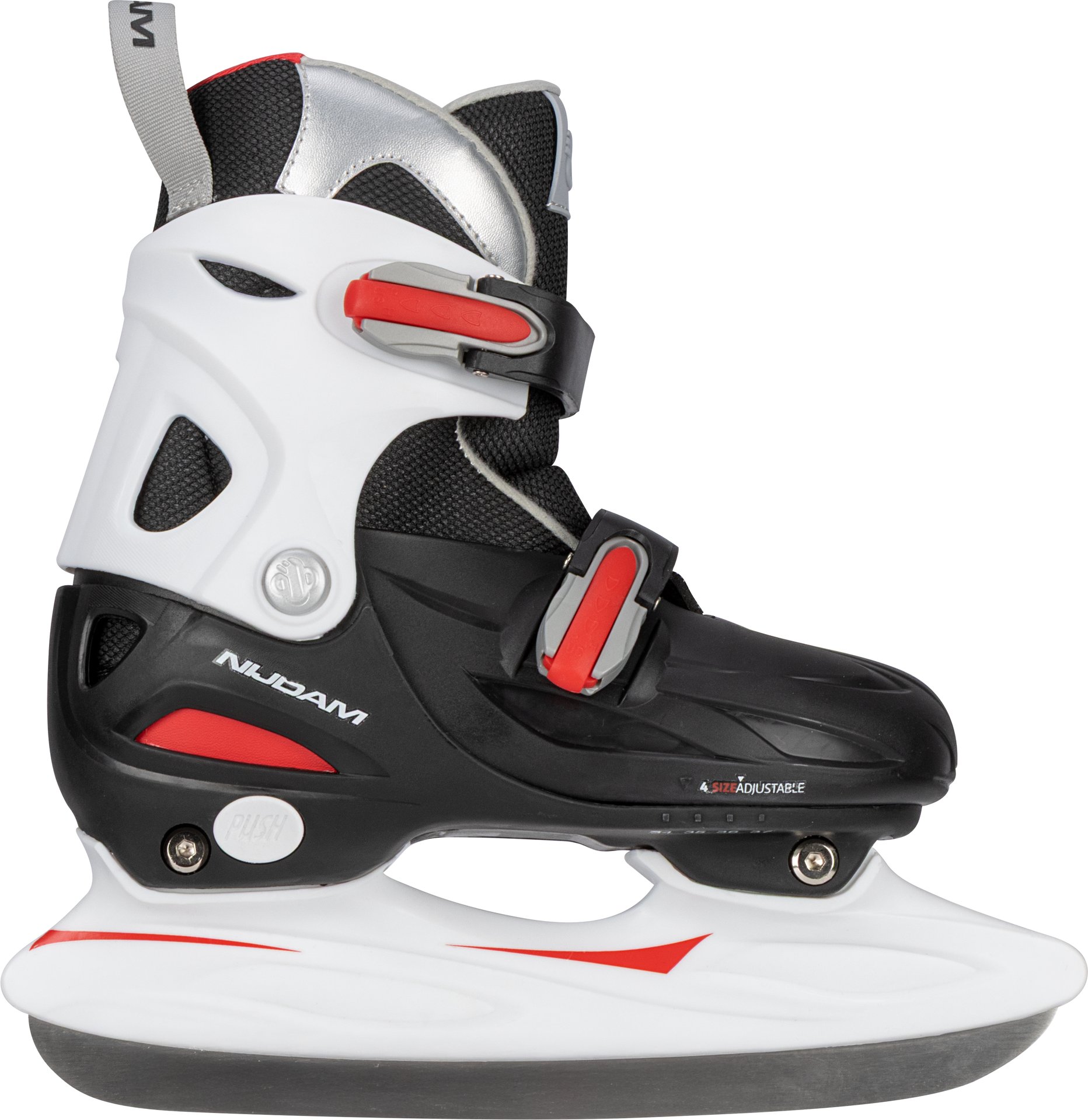 Nijdam Ice Invader Ice Hockeyschaats-IJshockeyschaats Hardboot Verstelbaar | Zwart / Wit / Rood