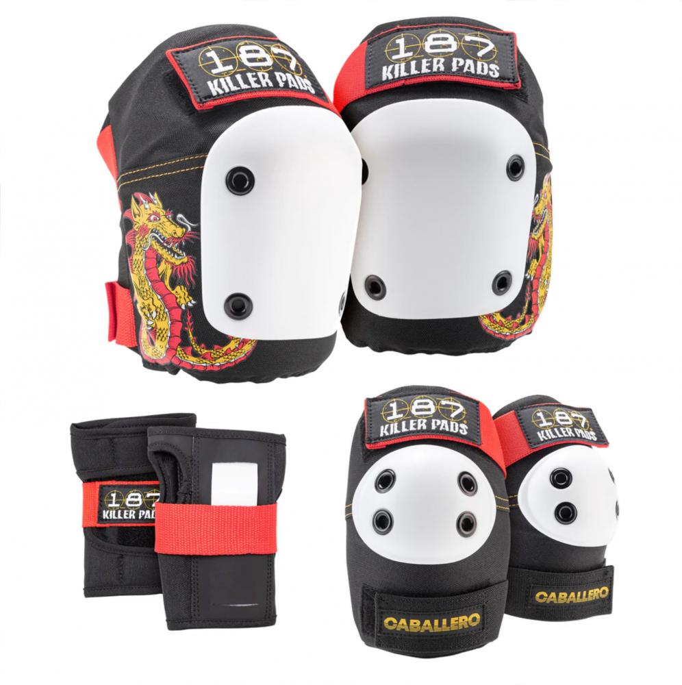 187 Killer Pads Jr. Six Pack Set Caballero | Black/Red/Gold OSFA