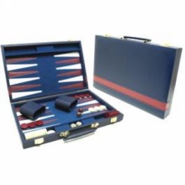 Beroep Refrein trog Backgammon Koffer 46cm Blauw met Rode Bies - SkateZone