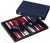 Backgammon Koffer 38cm Blauw Ingelegd Vilt 