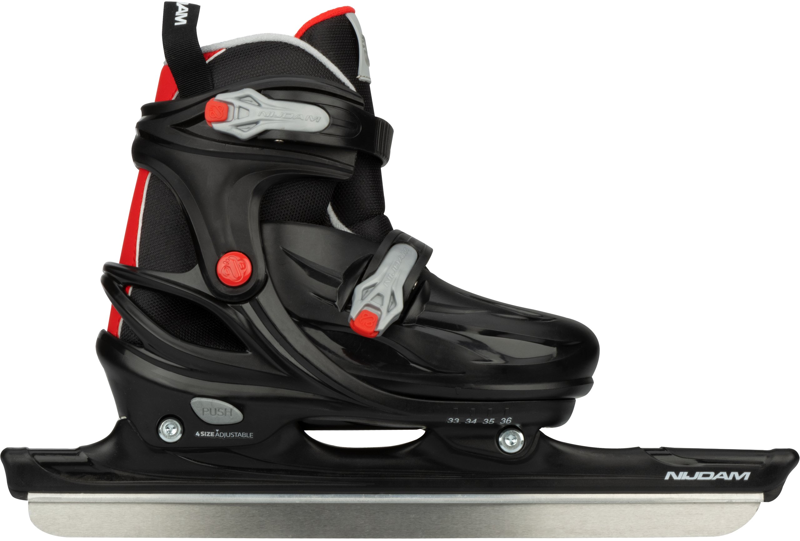 Nijdam Speed Demon Noren Hardboot Verstelbaar | Zwart / Zilver / Rood - Maat: 37-40